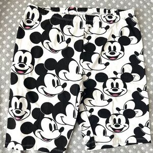 Disney Mickey Mouse Face Womens Biker Shorts Black White XL Cotton Spandex NWT